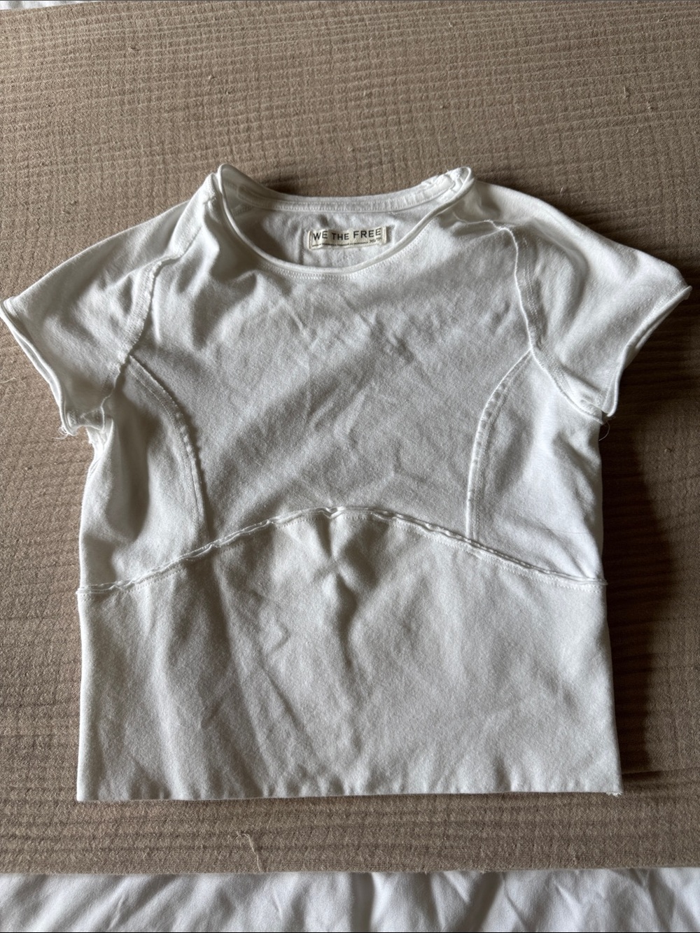We The Free White Short Sleeve Girls' Tee with Seamed Detail